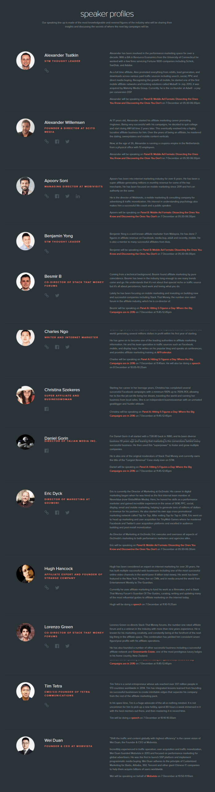 Affiliate World Conferences Asia Bangkok speakers