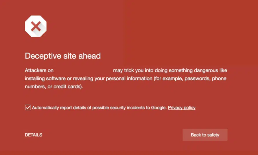 Deceptive Site Warning Deceptive Site Warning