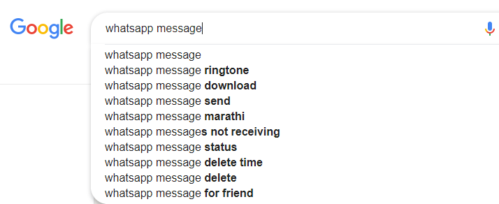 LSI keywords - Whatsapp example