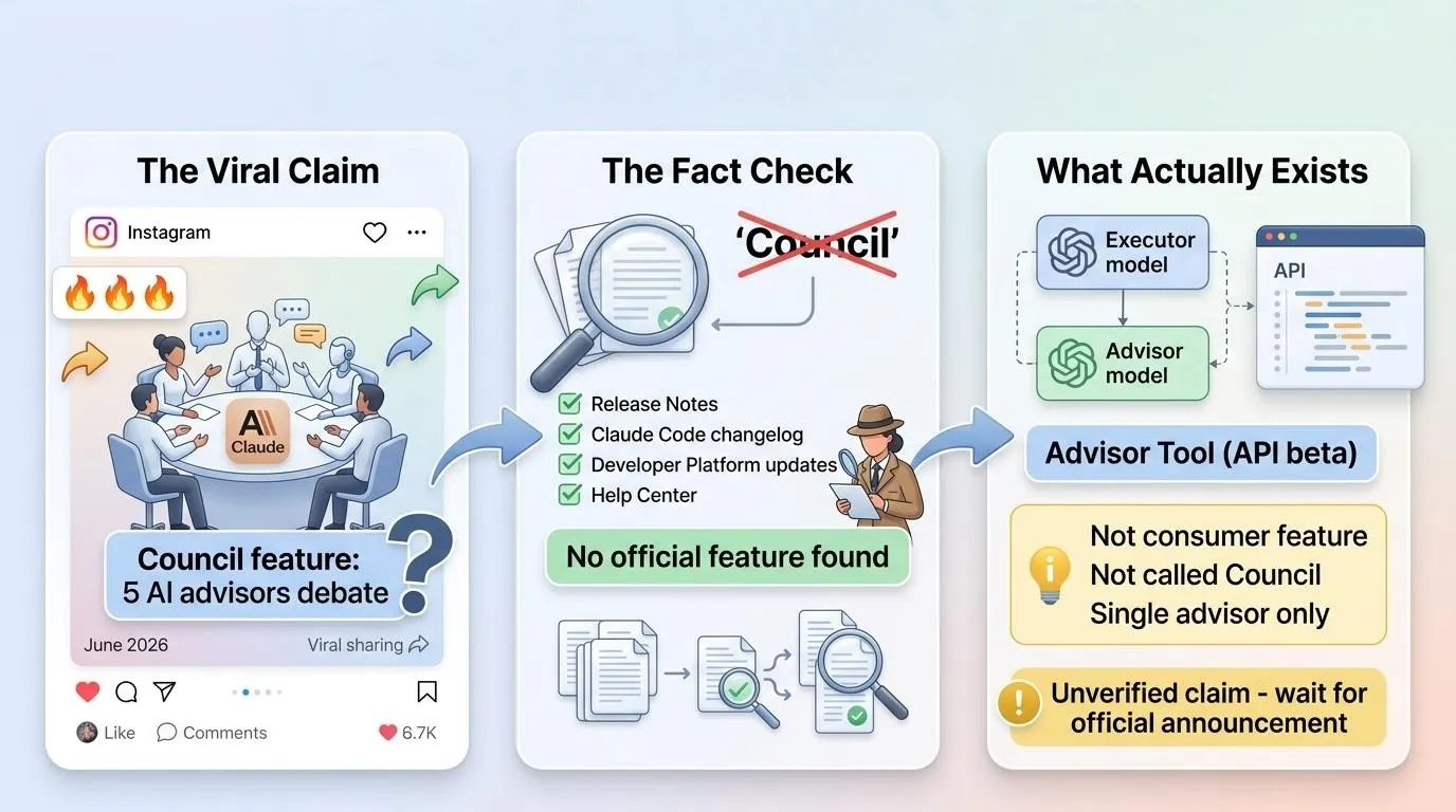 Did Claude Launch a "Council" Feature With Five Debating AI Advisors? What's Actually True